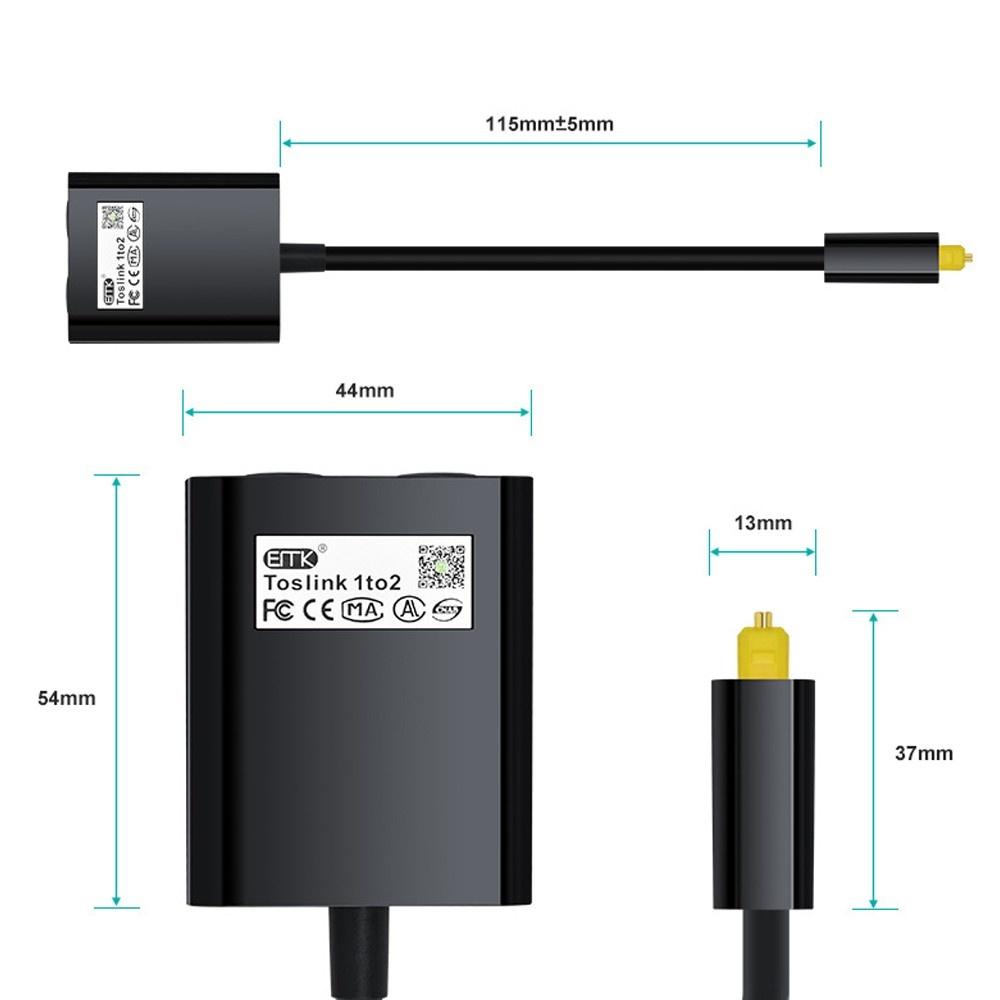 Others |   1 to 2 Audio Adapter Digital Optical Cable Splitter Optical Fiber Audio Adapter Fiber Optic Distributor Adapter Black Networking Others