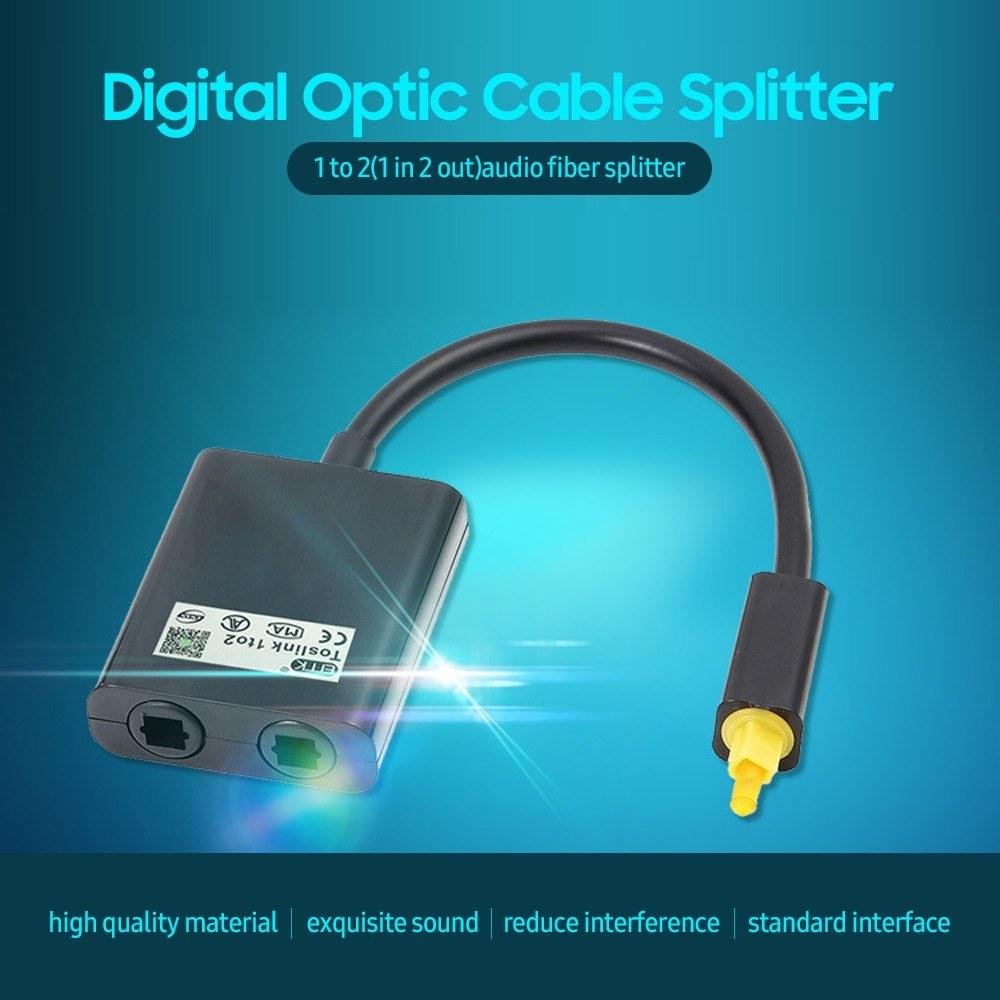 Others |   1 to 2 Audio Adapter Digital Optical Cable Splitter Optical Fiber Audio Adapter Fiber Optic Distributor Adapter Black Networking Others