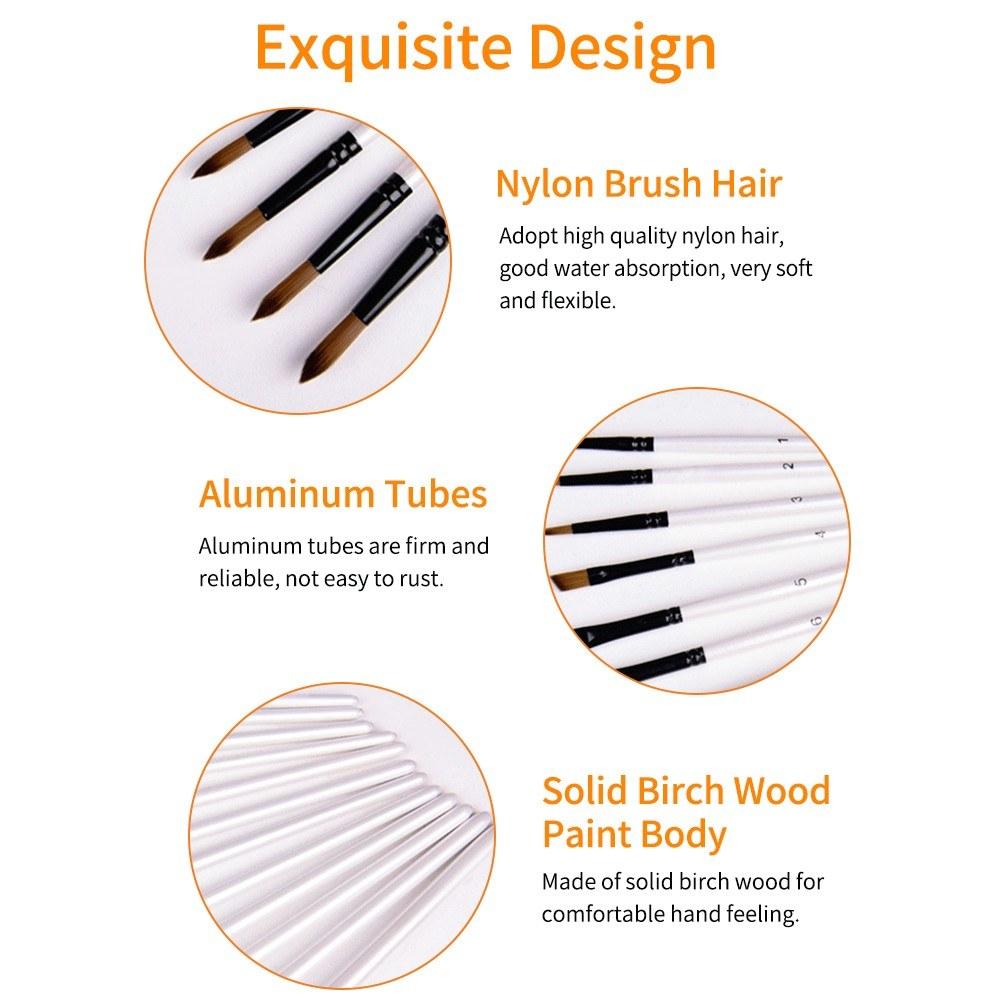 Painting Supplies |   6pcs Round Head Brushes Paintbrush Set Nylon Hair Paint Brush Set for Acrylic Oil Watercolor Painting Artist Professional Painting Kits Pearl White Brush Set Painting Supplies Painting Supplies