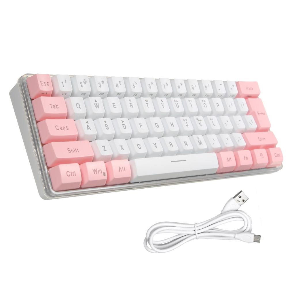 Keyboards & Mouse |   61 Keys Wired Keyboard Membrane Keyboard Compact Design RGB Backlight Effect with Multimedia Shortcuts Detachable Data Cable Computer Peripherals Keyboards & Mouse