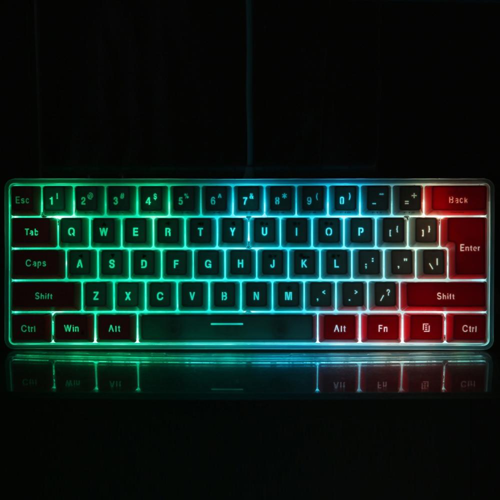 Keyboards & Mouse |   61 Keys Wired Keyboard Membrane Keyboard Compact Design RGB Backlight Effect with Multimedia Shortcuts Detachable Data Cable Computer Peripherals Keyboards & Mouse