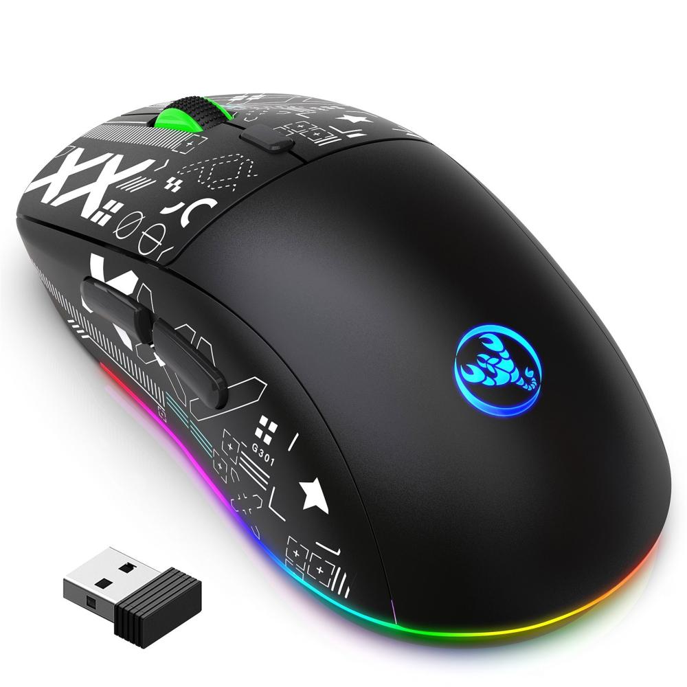 Keyboards & Mouse |   hxsj T90 2.4G Wireless Mechanical Mouse RGB Gaming Mouse Ergonomic Design 10 Million Keystroke Lifetime 3600DPI 11 RGB Lighting Modes Computer Peripherals Keyboards & Mouse