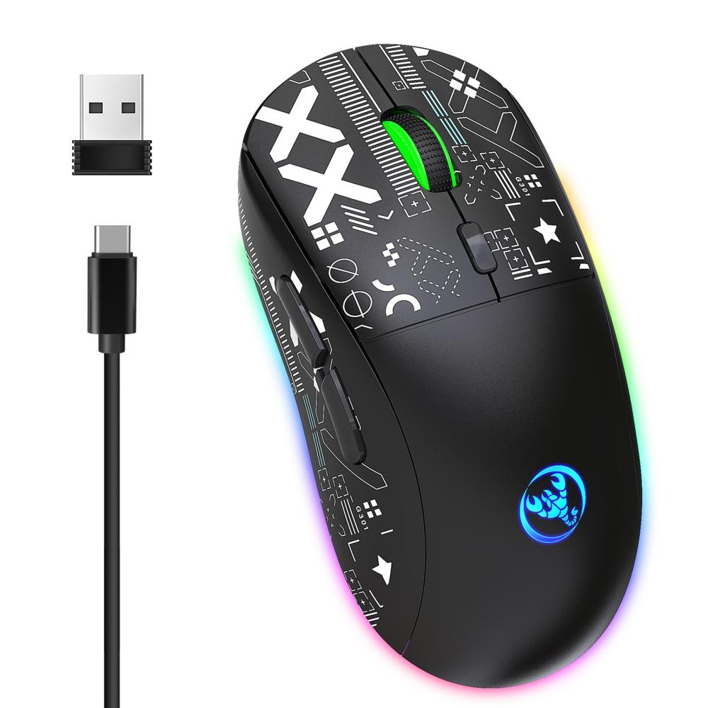 Keyboards & Mouse |   hxsj T90 2.4G Wireless Mechanical Mouse RGB Gaming Mouse Ergonomic Design 10 Million Keystroke Lifetime 3600DPI 11 RGB Lighting Modes Computer Peripherals Keyboards & Mouse