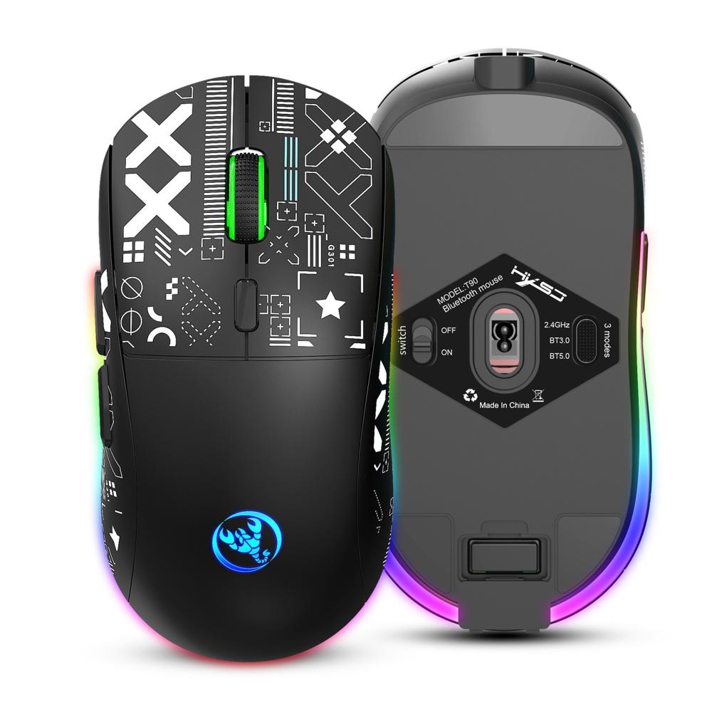 Keyboards & Mouse |   hxsj T90 2.4G Wireless Mechanical Mouse RGB Gaming Mouse Ergonomic Design 10 Million Keystroke Lifetime 3600DPI 11 RGB Lighting Modes Computer Peripherals Keyboards & Mouse