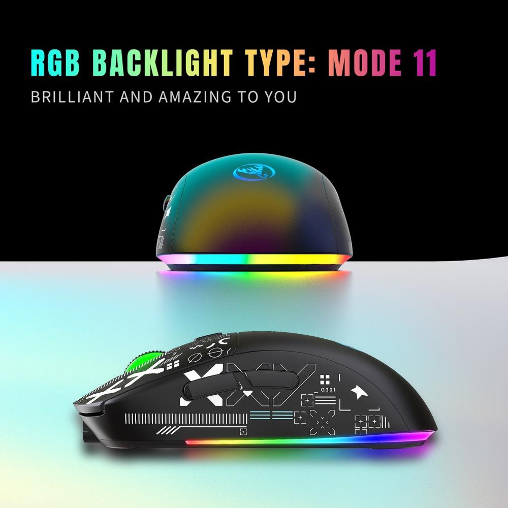 Keyboards & Mouse |   hxsj T90 2.4G Wireless Mechanical Mouse RGB Gaming Mouse Ergonomic Design 10 Million Keystroke Lifetime 3600DPI 11 RGB Lighting Modes Computer Peripherals Keyboards & Mouse