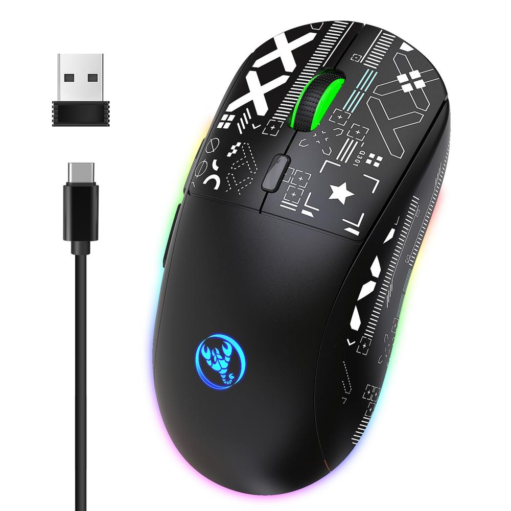 Keyboards & Mouse |   hxsj T90 2.4G Wireless Mechanical Mouse RGB Gaming Mouse Ergonomic Design 10 Million Keystroke Lifetime 3600DPI 11 RGB Lighting Modes Computer Peripherals Keyboards & Mouse