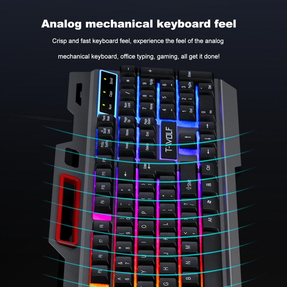 Keyboards & Mouse |   T-WOLF Thunder Wolf TF-600 Keyboard and Mouse Set Keyboard & Mouse 2 in 1 Combo Computer Peripherals Keyboards & Mouse