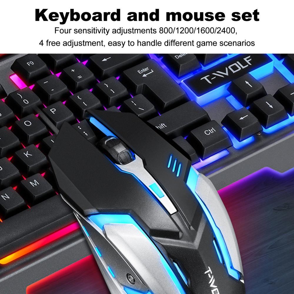 Keyboards & Mouse |   T-WOLF Thunder Wolf TF-600 Keyboard and Mouse Set Keyboard & Mouse 2 in 1 Combo Computer Peripherals Keyboards & Mouse