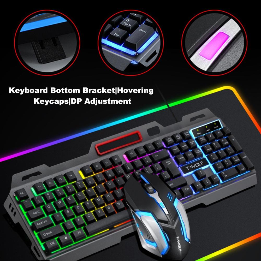 Keyboards & Mouse |   T-WOLF Thunder Wolf TF-600 Keyboard and Mouse Set Keyboard & Mouse 2 in 1 Combo Computer Peripherals Keyboards & Mouse